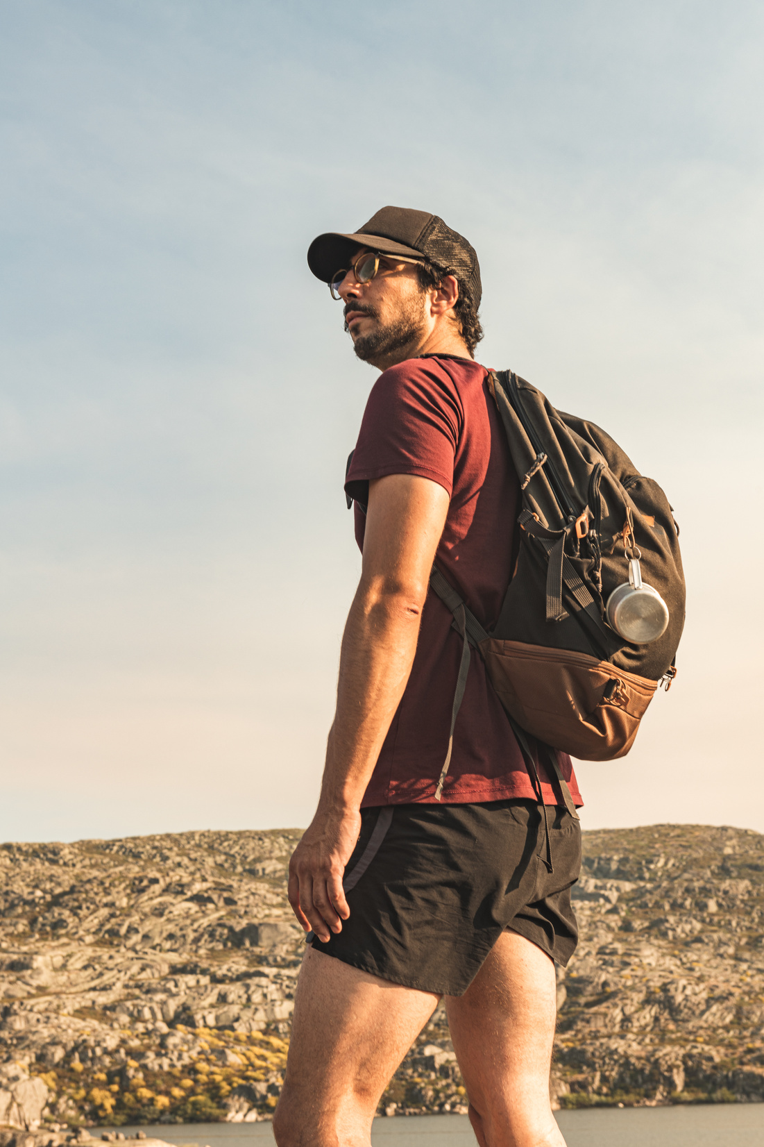 Traveling Man tourist with backpack