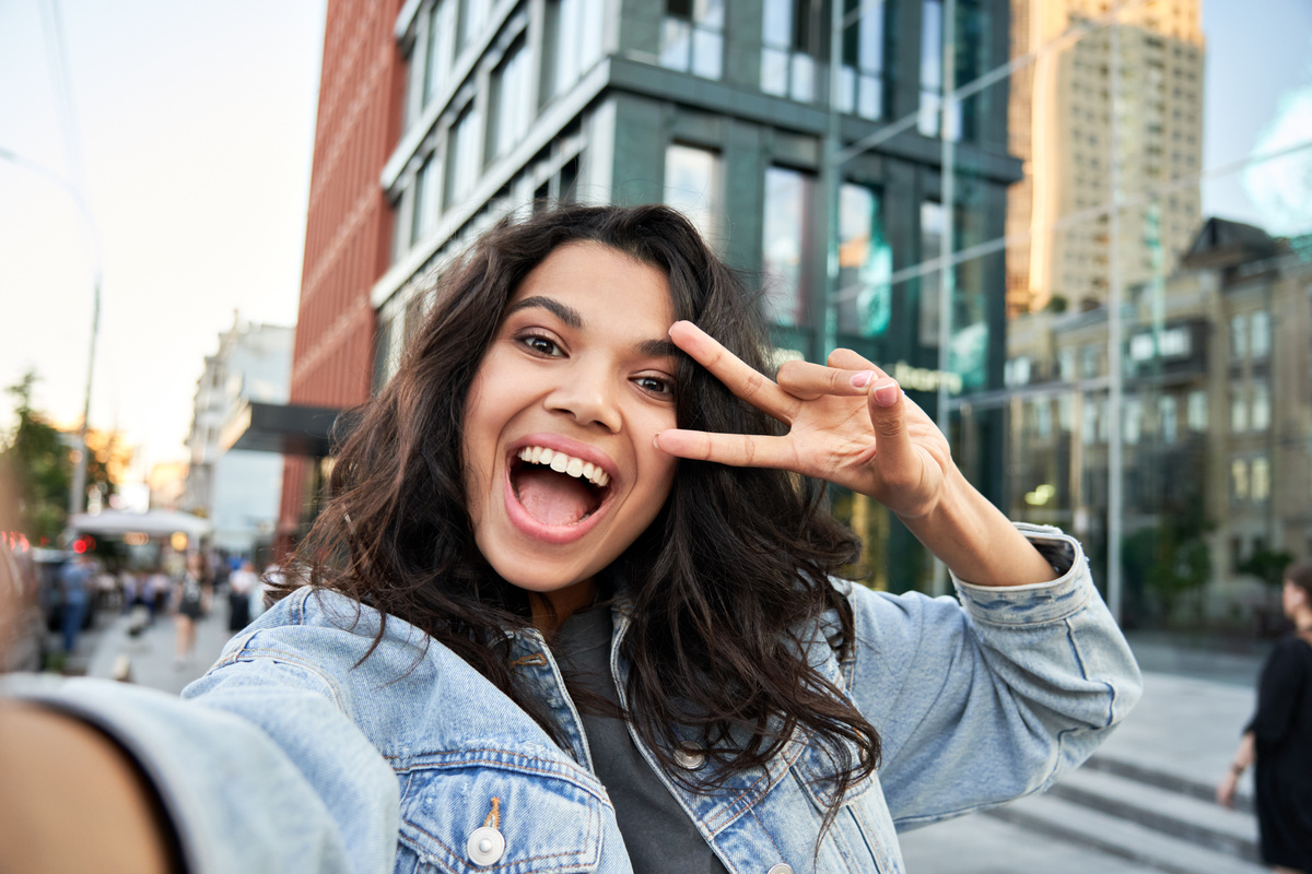 Teen Girl Vlogging Her Travel in the City